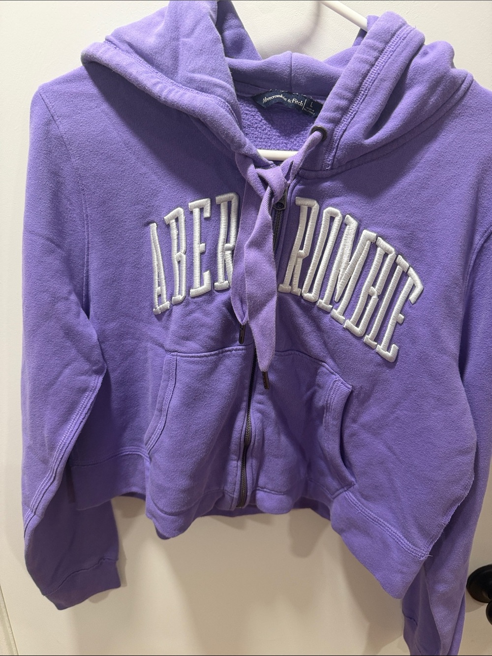 Abercrombie & Fitch Purple Zip Front Hoodie with White Logo - Picture 5 of 7